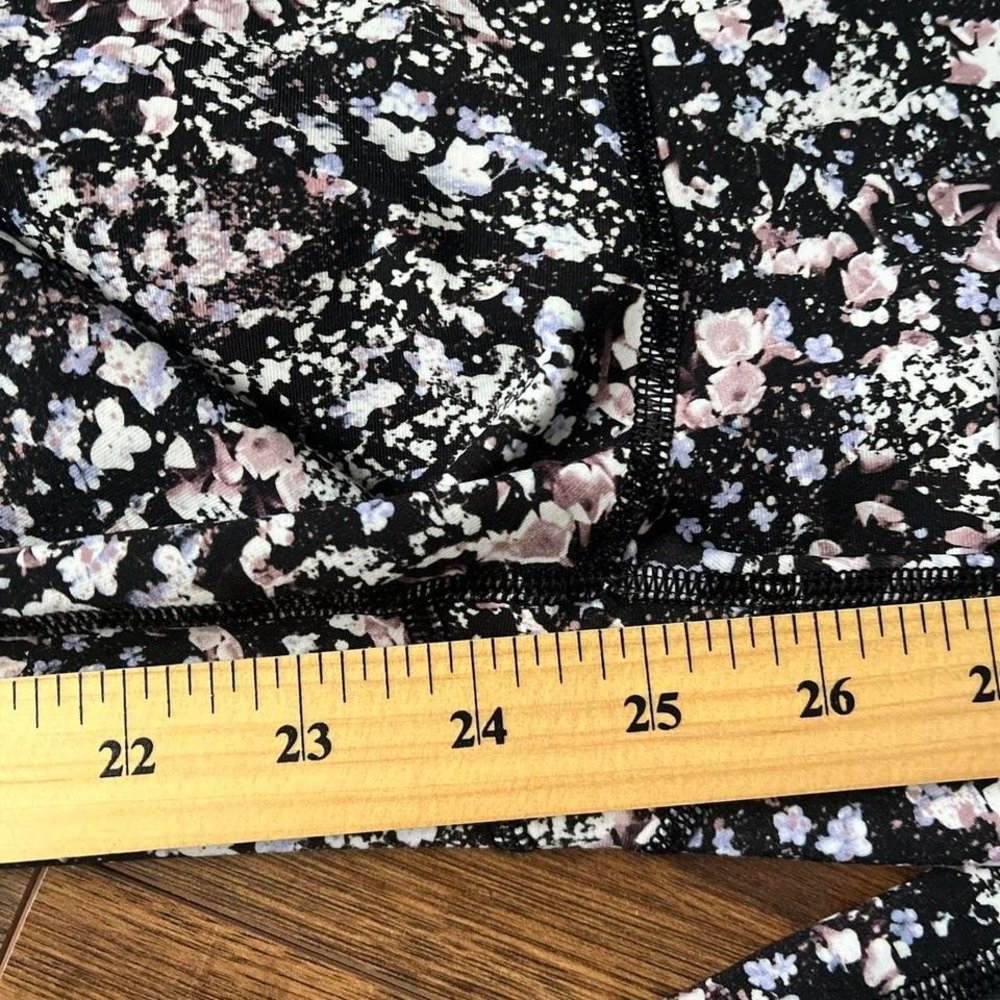Lululemon High Rise Floral Print Leggings Black Pink‎ Soft Bloom Pattern Women 6 - Picture 5 of 6